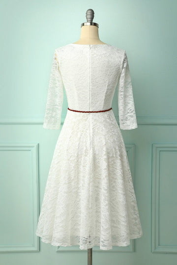 Vestido Midi de Renda Branca